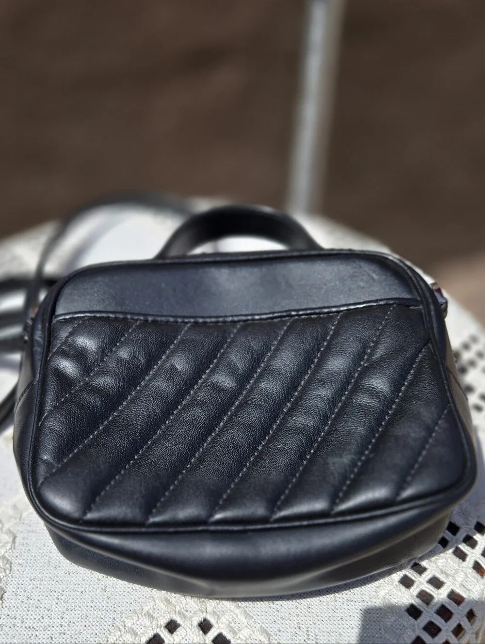 MICHAEL KORS Black Quilted Leather Crossbody with Silver Lock Closure